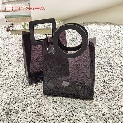 Customized Black PVC Handheld Bag Glossy Laser Fashion-Style Gift Bag Wedding Favor Handle Open Closure Shopping Bag