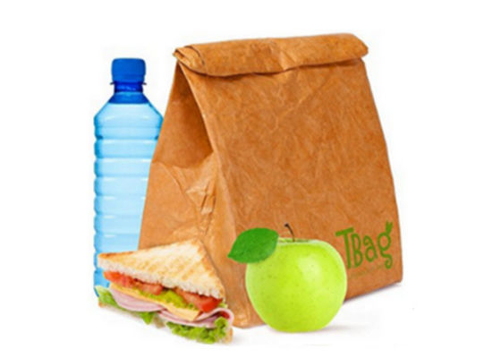 Recycled Reusable Brown Paper Tyvek Insulated Lunch Bag Washable Lightweight