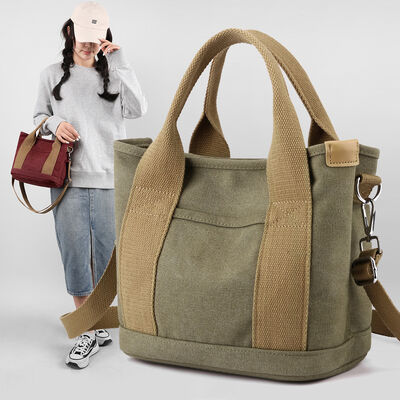 Thickened Canvas Shoulder Bag with Large Capacity Multi-Compartment Commuting Bags for Students Compact Outings Tote with LOGO