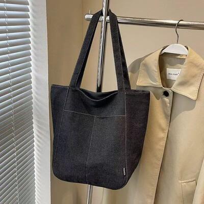 New Style Shoulder Tote Bag Denim Made 2026 College Student Class Tote Bag Underarm Large Capacity Bag Women's Commuting Use