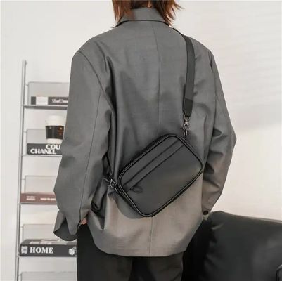 Black Microfiber Cell Phone Cross-body Pouch Male Side Sling Cross Bag Men Leather Messenger Bag For Men