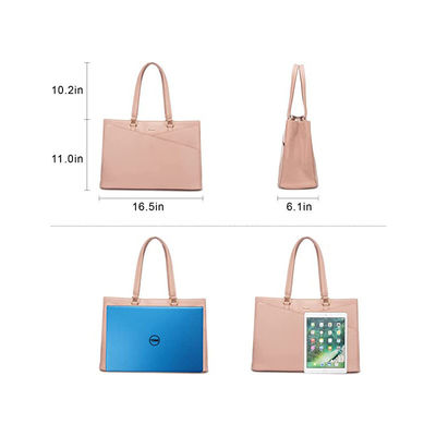 Custom Logo 15.7 Inch PU Leather made Womens Tote Laptop Bag Ladies with Laptop Layer