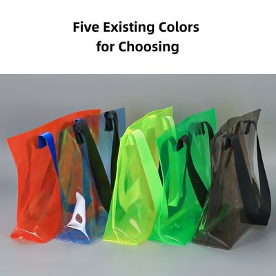 PVC Handheld Shopping Bags Clear Waterproof Large Capacity Shopping Bags Fashion-Worthy Colorful Gift Bag with Custom LOGO