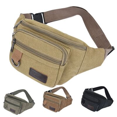 Hot-selling Sports Waist Bag for Men 2026 New Casual Outdoor Sports Bag Running Phone Canvas Waist Bag Manufacturer Wholesale