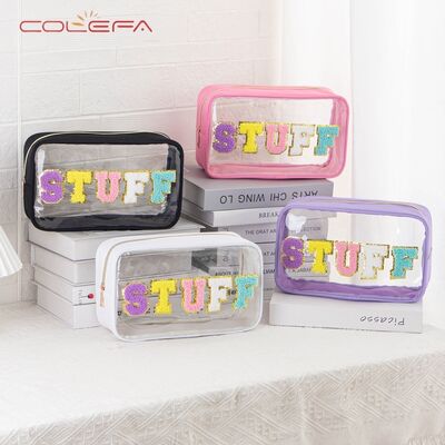Bestseller Large Capacity Toiletry Bag Double-Handle Storage PVC Clear Bag Custom Travel Alphabet Waterproof Makeup Pouch