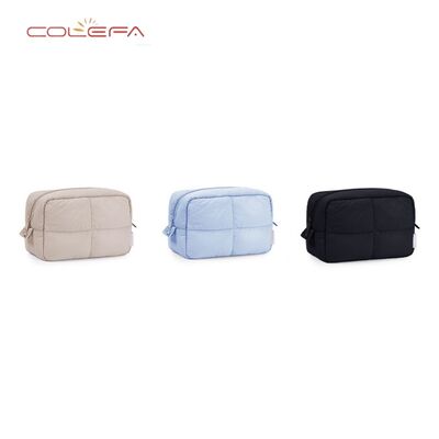New Quilted Cosmetic Bag Thickened Quilted Washbag Cotton-Filled Fabric Travel Cosmetics Organizer Portable Storage Bag