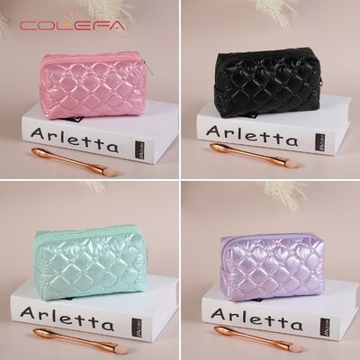 Colefa 2026 New Customizable New Polyester Waterproof Fall/Winter Embroidered Diamond-Quilted Cosmetic Bag Fashion Creative Candy-Colored Bags