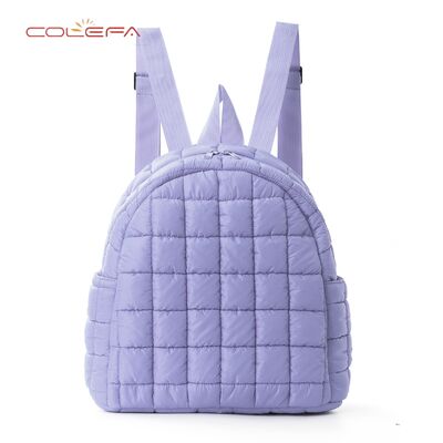 Autumn/Winter Polyester Cotton-Filled Backpack Checkered Fashion Casual Travel Backpack Lightweight Cotton Jacket Women Backpack