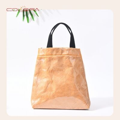 Multi-Layer Vintage-Washed DuPont Paper Bag + Transparent PVC Waterproof Single-Shoulder Paper Shopping Tote Bags with Logo