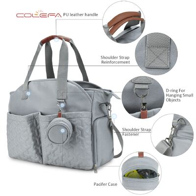 Customizable LOGO Single-Shoulder Tote Mom Bag with Pacifier Pouch Large-Capacity Multi-Functional Maternity Travel Bag for Moms