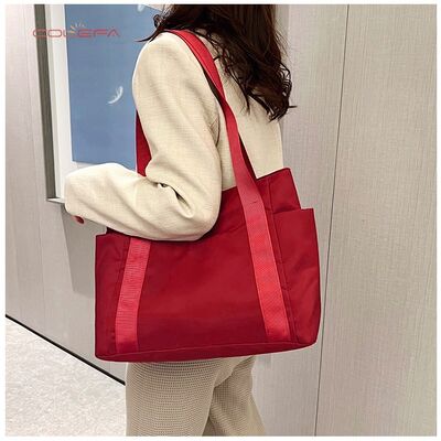 Women's Bag Japanese-Style Solid Color Tote Bag Large Capacity Shoulder Bag Casual Minimalist Mom Bag Canvas Fabric Handbag