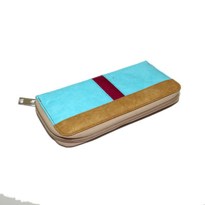 Blue Women Luxury Custom Printed Tyvek Wallets Purse Material With Zipper