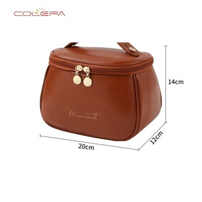 New Waterproof Cosmetic Bag PU Leather Minimalist Design Zipper Closure with Large Capacity Storage Portable and High-Quality