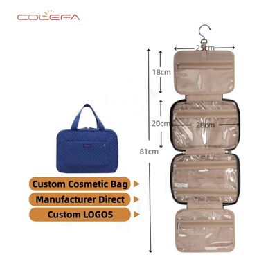 Polyester Toiletry Bags Travel Pouch with Hanging Hook Waterproof Cosmetic Bag Business Trip Organizer Full-Size Hook Handbag