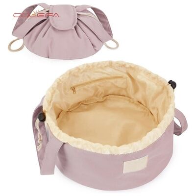 New Arrival Large Capacity Portable Polyester Drawstring Cosmetic Bag Travel Toiletry Pouch Fashion Makeup Brush Organizer