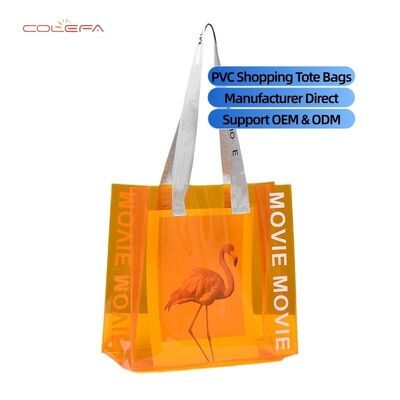 Sac en PVC de style gelée en gros, pochette orange, supermarché, shopping, cadeau tendance pour influenceurs, sac d'emballage avec LOGO personnalisé