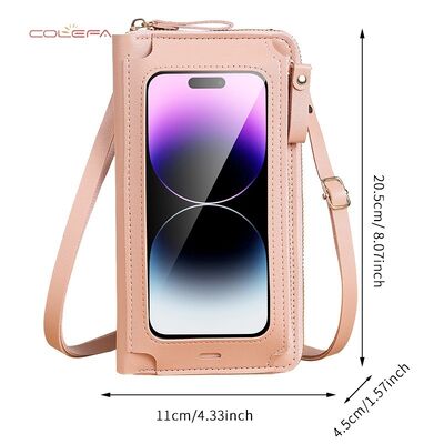 Nouvel étui de téléphone à écran tactile pour femmes en PU antivol, sac à bandoulière multifonctionnel, transparent, polyvalent, mini pochette pour téléphone