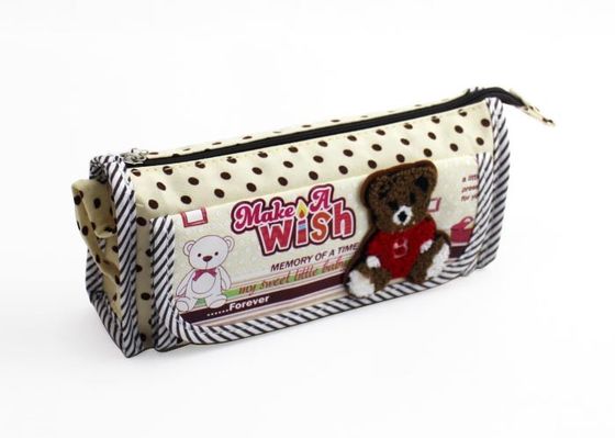 Façonnez le sac de crayon de toile de coton de conception avec la boîte de stylo de tirette pour des étudiants d'école